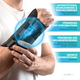 Health Press® Wrist Bandages - 1 x Wrist Support (S, Right) - Carpal Tunnel Wrist Support with Metal Splints - Carpal Tunnel Syndrome Splint for Support, Stabilization, Immobilisation