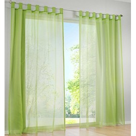 Simpvale Pack of 2 Voile Curtains for Belt Loop Transparent Curtain Window Balcony Made of Tulle Width 140 cm