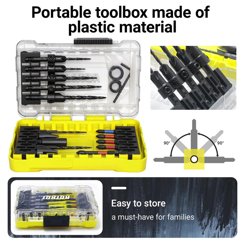 18 PCS Countersink Drill Bit Set, HSS Tapered Drill Bits