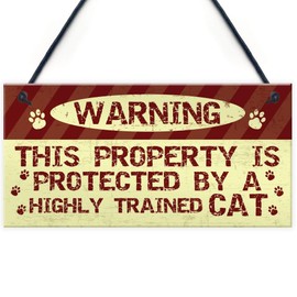 RED OCEAN Cat Signs And Plaques Beware Cat Sign Funny Cat Sign For Cat Owner Home Decor