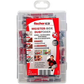 fischer Meister-Box DuoPower Short/Long with Screw, Pre-sorted Dowel Box with 150 Screws & DuoPower Dowels, Universal Set for Numerous Building Materials and Fixings