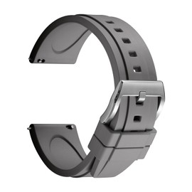 REZERO FKM Rubber Watch Straps with Quick Release, Fluororubber Straps for Watches, Replacement Straps Thick & Lightweight, Waterproof & Breathable 19/20/21/22/23/24 mm for Men, Women, 22 mm, Rubber