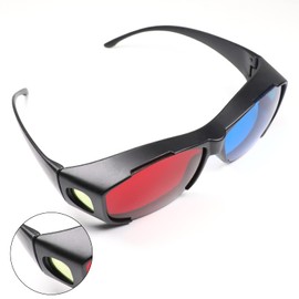 Othmro 2 Pack Large Frame Resin Simple Style 3D Movie Game Glasses Red Blue