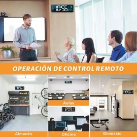 Oailgent Reloj De Pared Digital Con Termómetro, Alarmas Y Calendario                                                                                  