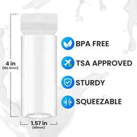 Venicor 5 Pack 3.4 oz Travel Bottles for Toiletries - TSA Approved Plastic Empty Travel Size Shampoo Bottles Containers with Labels