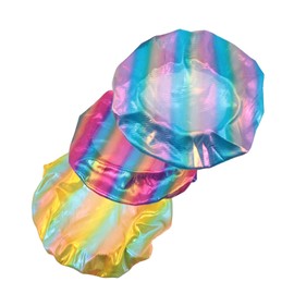 Healeved Elastic Wide Brim Sleep Hat Soft Satin Hair Bonnet Set for Women Sleep Cap Stretch Edge Yellow Purple Lake Blue