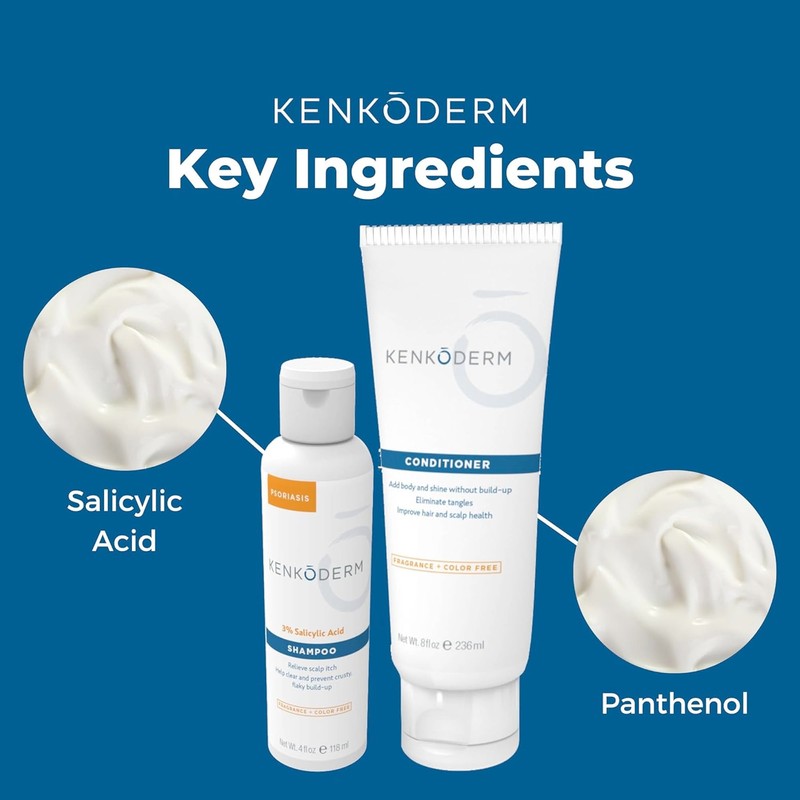 Kenkoderm Psoriasis Shampoo - 3 Percent Salicylic Acid Formula, Anti-Dandruff
