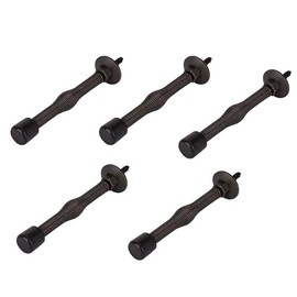 Rocky Mountain Goods Spring Door Stop 5 Pack – Venetian Bronze Finish Heavy Duty 3” Baseboard Mount – Flexible Steel Stopper with White Tip – Screws Included – Protects Walls & Doors