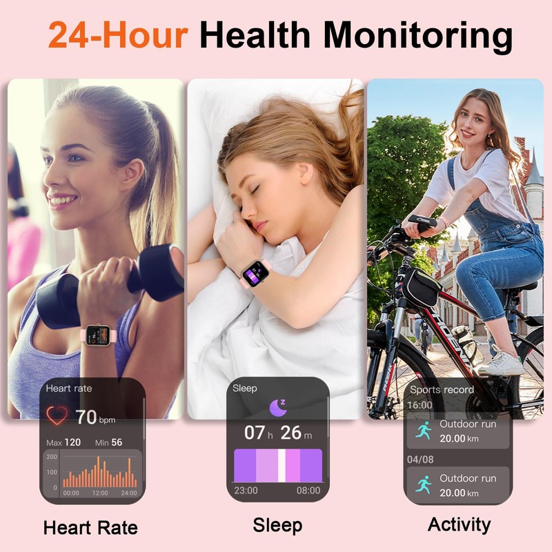 Fempoin Smartwatch Women's Men's Fitness Watch with Phone Function