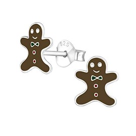 Gingerbread Man Christmas Earrings - 925 Sterling Silver