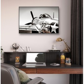 WWII Aircraft Photography, Wall Art on Canvas, P-47D Thunderbolt, 20"x30" Framed