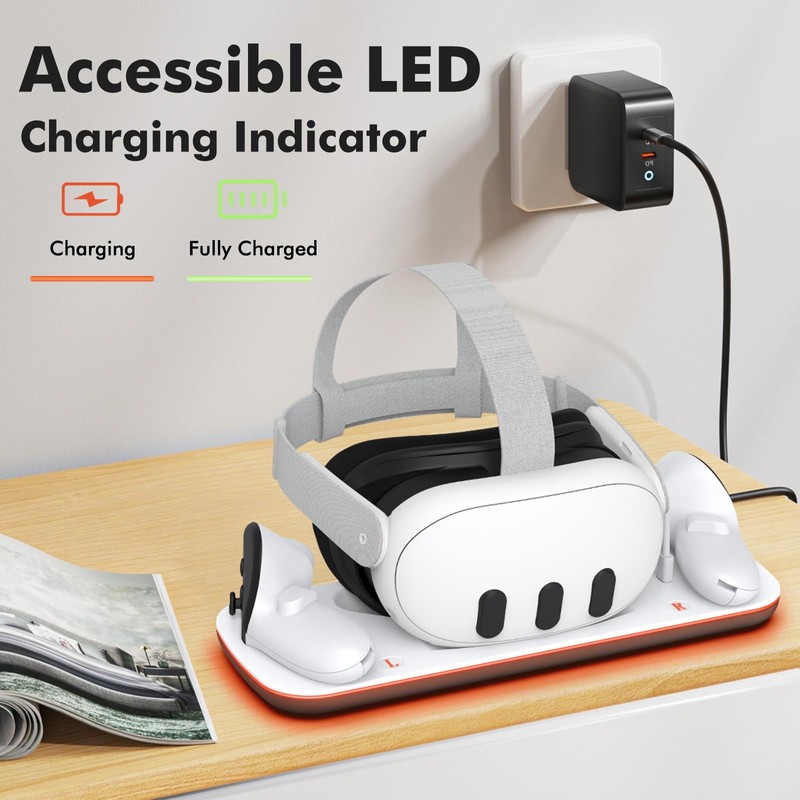 BSROBOTIC Charging Dock Compatible with Meta Quest 3/3S, Magnetic Charging