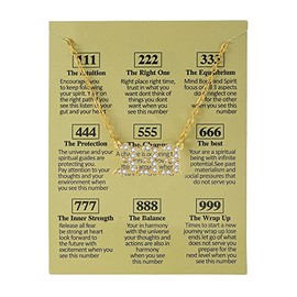 COLORFUL BLING Gold Plated Angel Number Necklace with Meaningful Card 111 222 333 444 555 666 777 888 999 Pendant Choker Numerology Jewelry for Women-333 crystal