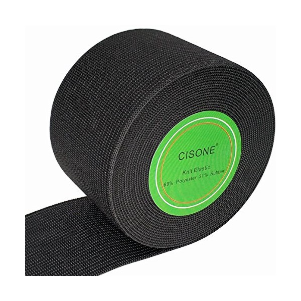 Knit Elastic 2 Inch Wide Black Heavy Stretch High Elasticity