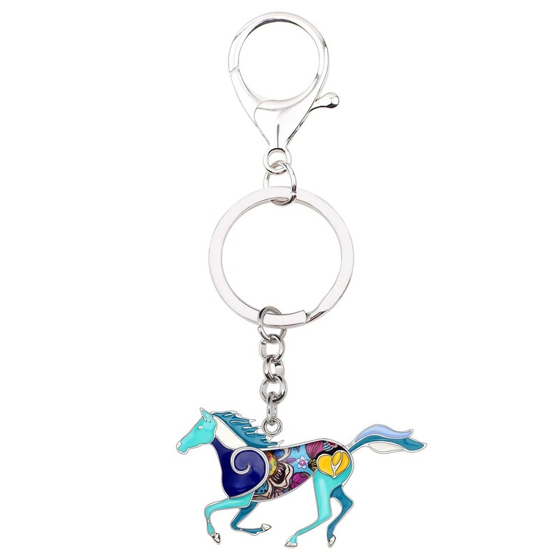 WEVENI Aleación de caballo ejecución llavero accesorios esmalte joyería para