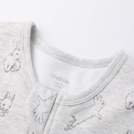 Owlivia 1.0 Tog Baby Sleeping Bag Made from 100% Organic Cotton with Feet - Year-Round Comfort for Your Toddler, 1.0 Tog Grey Rabbit