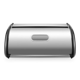 Deppon Bread Box for Kitchen Counter, Matte Stainless Steel Bread Storage Bin Container with Roll up Lid, Fingerprint Proof, Large Capacity Holds More Than 2 Loaves, 17.5 x 11 x 7.5 Inches