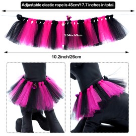 PET SHOW Dog Tutu Collar with Bell Drawstring Tutu Necklace for Small Dogs Cats Adjustable Scarf Colorful Pets Costume Party Birthday Holiday Puppy Neck Accessories(Rose Red&Black)