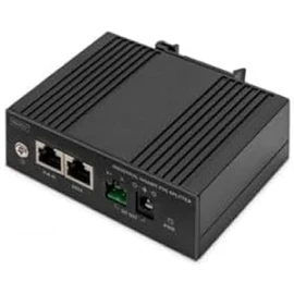 DIGITUS ASSMANN Industrial Gigabit Ethernet PoE Splitter - 60W - 10/100/1000 Mbps - DIN Rail Mounting - Black