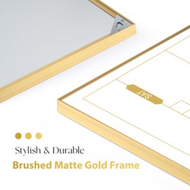 ARCOBIS Monthly Calendar Whiteboard, 24" x 18" Magnetic Dry Erase Calendar with Gold Frame, Wall Hanging Planner for Home, Office, School