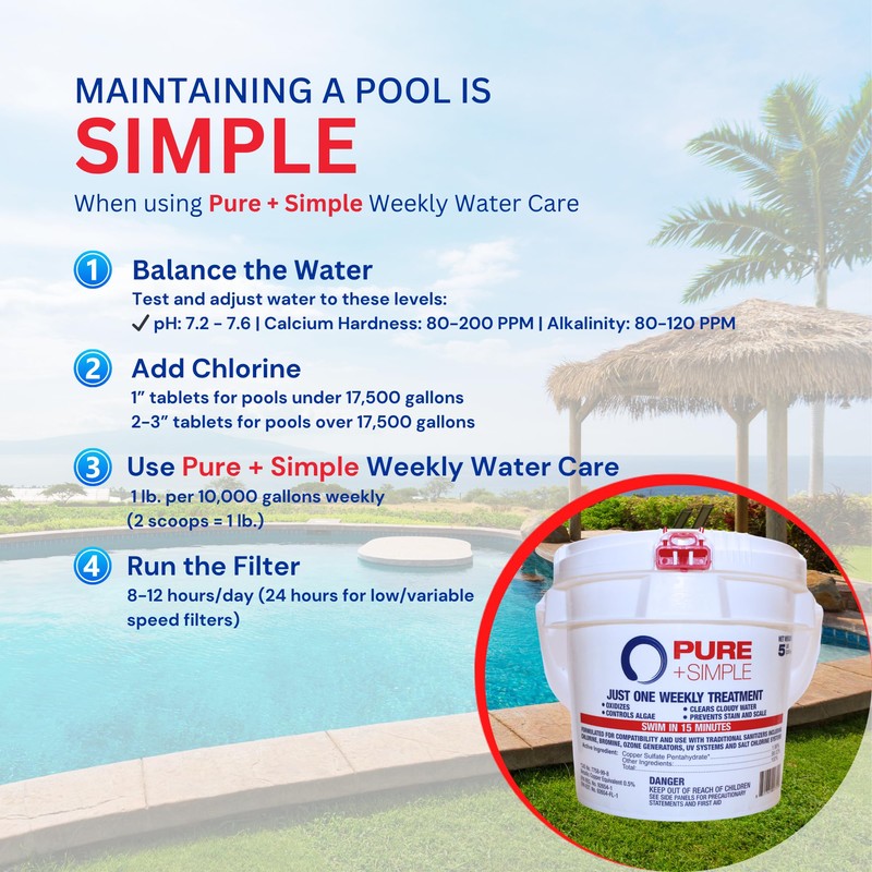 Pure + Simple | All-in-One Weekly Pool Treatment | Controls