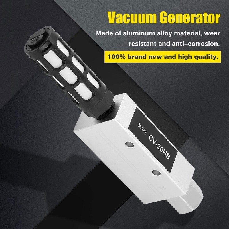 Vacuum Ejector, Akozon Vacuum Generator Valve CV-20HS Pneumatic Air Exhaust