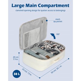 Hynes Eagle Carry on Backpack 38L Large Travel Backpack for Women Flight Approved Weekender Bag Laptop Backpack Men 15 inches Beige