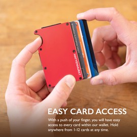 Hayvenhurst Slim Minimalist Front Pocket RFID Blocking Metal Wallets for Men with Money Clip, Crimson, S, Minimalist