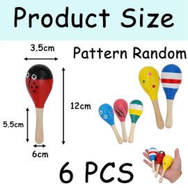 6 PCS Random Wooden Fiesta Mexican Fiesta Party Favors, Mexican Fiesta Decorations for Musical Fun, Birthday Parties Rattles Music Shaker Early Education Instrument Toy for Babies Kids