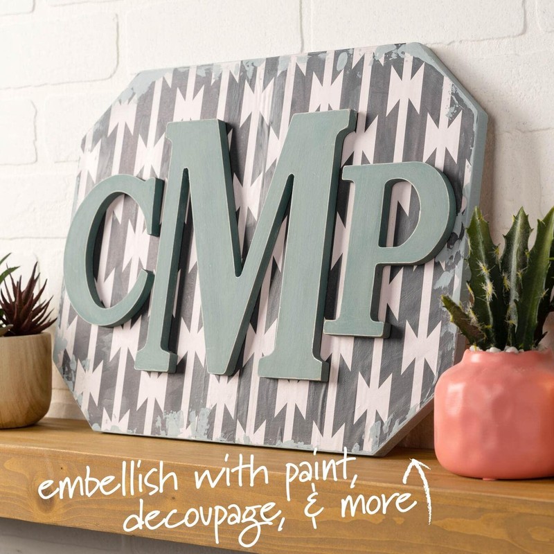 Plaid Unfinished Wood Letter, 8" Wooden Surface Perfect for DIY