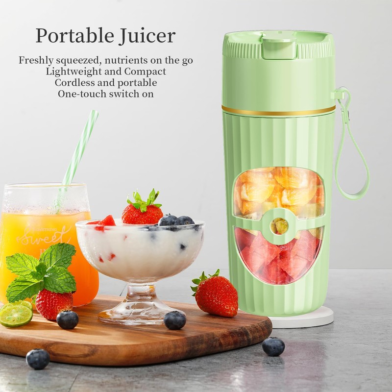 Glass USB-C Portable Blender - 8-Blade Cordless Smoothie Maker &