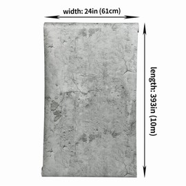 Haimin Concrete Wallpaper 24inx 393in 3D Textured Cement Contact Paper Adhesive Removable Waterproof Matte Vinyl Removable Wall Stickers Peel and Stick Rustic Industrial Style Sticker…
