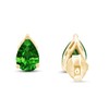 Simulated Green Emerald Pear Shape Stud Earrings In 14K Yellow