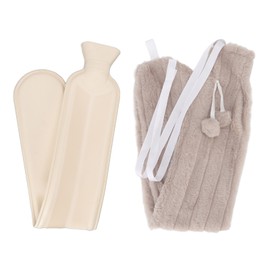 2000ML Hot Water Bottle Strip Shaped Hot Water Bag for Winter Neck Shoulder Warm with Soft Fluffy Cover