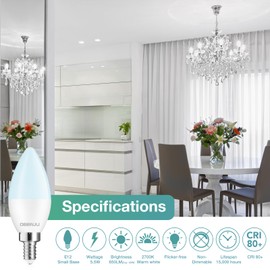 DEGNJU 20 Pack LED Candelabra Bulbs 60 Watt Equivalent, E12 LED Bulb Daylight 5000K, Type b Light Bulb, LED Chandelier Bulbs 5.5W, Candelabra Base Bulbs 120V, B11 Candle Light Bulb, Non-Dimmable