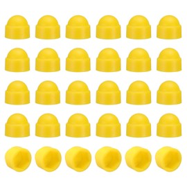 uxcell 30Pcs Hex Nut Cover, M5x8x9.5mm Plastic Dome Nut Protection Cap Hex Screws Bolt Covers for Indoor Outdoor Furniture Automotive Bolts Decoration, Yellow