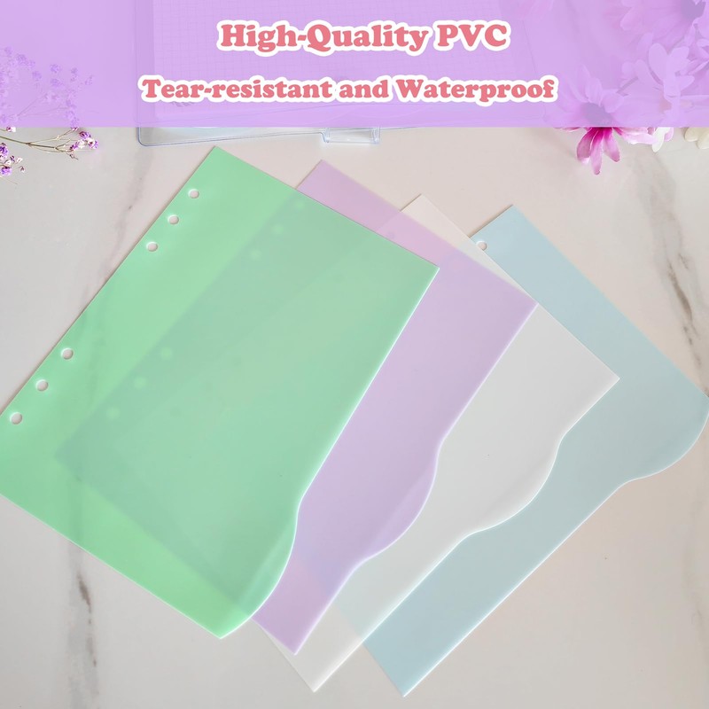 DY.2ten 4 Sets A5 Translucent Binder Dividers Index Page Tab