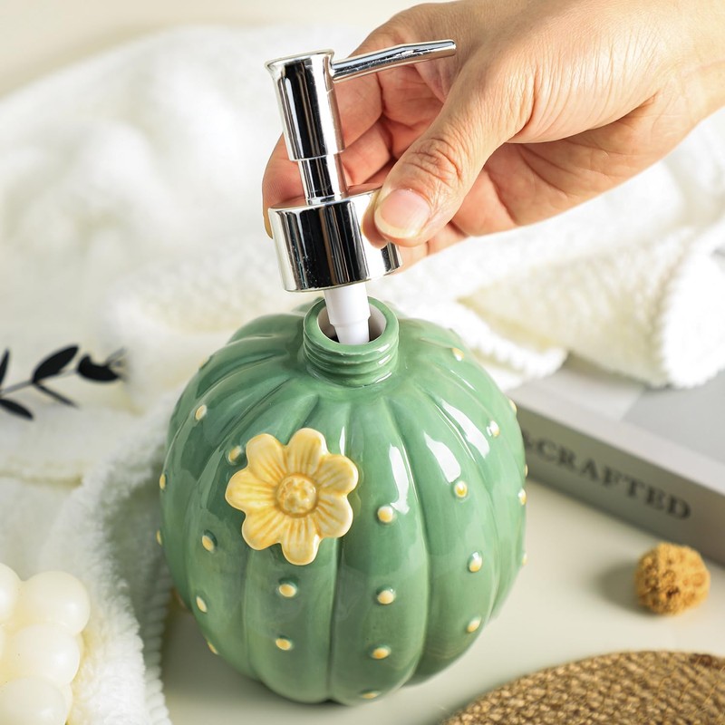 WAIT FLY Cactus with Yellow Pattern Soap Dispenser with Pump,