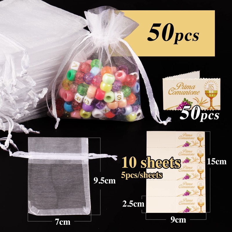 50 x Oganza bags with 50 x Prima Communion cards