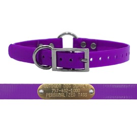 Outdoor Dog Supply's 3/4" Wide Solid Ring in Center Dog Collar Strap with Custom Brass Name Plate …