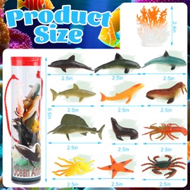 DERAYEE 24 Pieces Dinosaur and Animal Figures Toy, Realistic Under The Sea Life and Dinosaur Figure Dino Cakes for Children