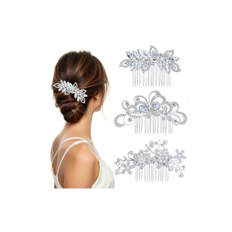 3 Piezas peinetas para cabello mujer de cristal para tocado