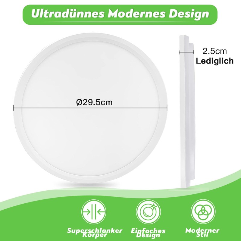 Wholede 24 W 3000-6500 K LED Ceiling Light Flat Ceiling