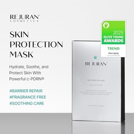 REJURAN® Skin Protection Mask, c-PDRN® – Hydrating and Soothing Facial Sheet Mask for Irritated, Stressed, Repairs & Restores Skin Barrier with Panthenol & Allantoin, Korean Skin Care. 5-Pack