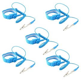 Hailege Set of 5 Anti-Static Wrist Strap ESD, Clip Discharge Ground to Prevent Static Shock