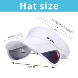 Summer Sun Visor Hat - Women Adjustable Golf Cap with Retractable Brim, UV Protection Beach/Tennis Sport Hat (White)