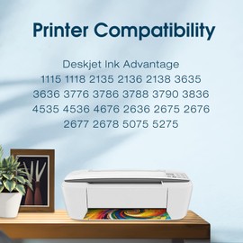 664XL Ink Cartridge Black and Color Combo Pack Compatible for HP Ink 664XL 664 Ink Cartridges Work for DeskJet Ink Advantage 1115 2135 2138 2675 3635 3775 3636 3638 4535 Printer Ink (2Packs)