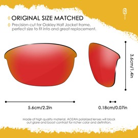 AOZAN ANSI Z87.1 Replacement Lenses Compatible with Oakley Half Jacket Sunglasses, Electric Crimson Red, Polarised, Einheitsgröße