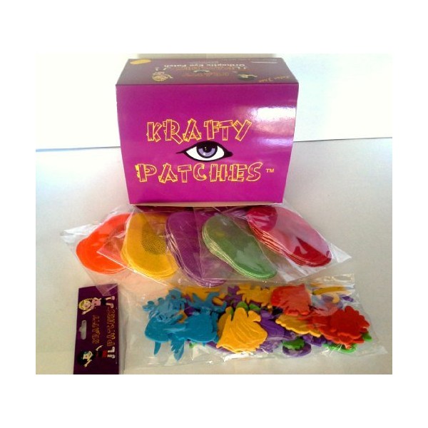 Krafty Eye Patches USA (Unisex) Regular Size 70 Patches & 1 Bag Foam Stickers Ages 4yrs & Up