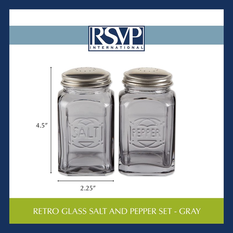 RSVP International Jumbo Retro Glass Salt & Pepper, Screw On